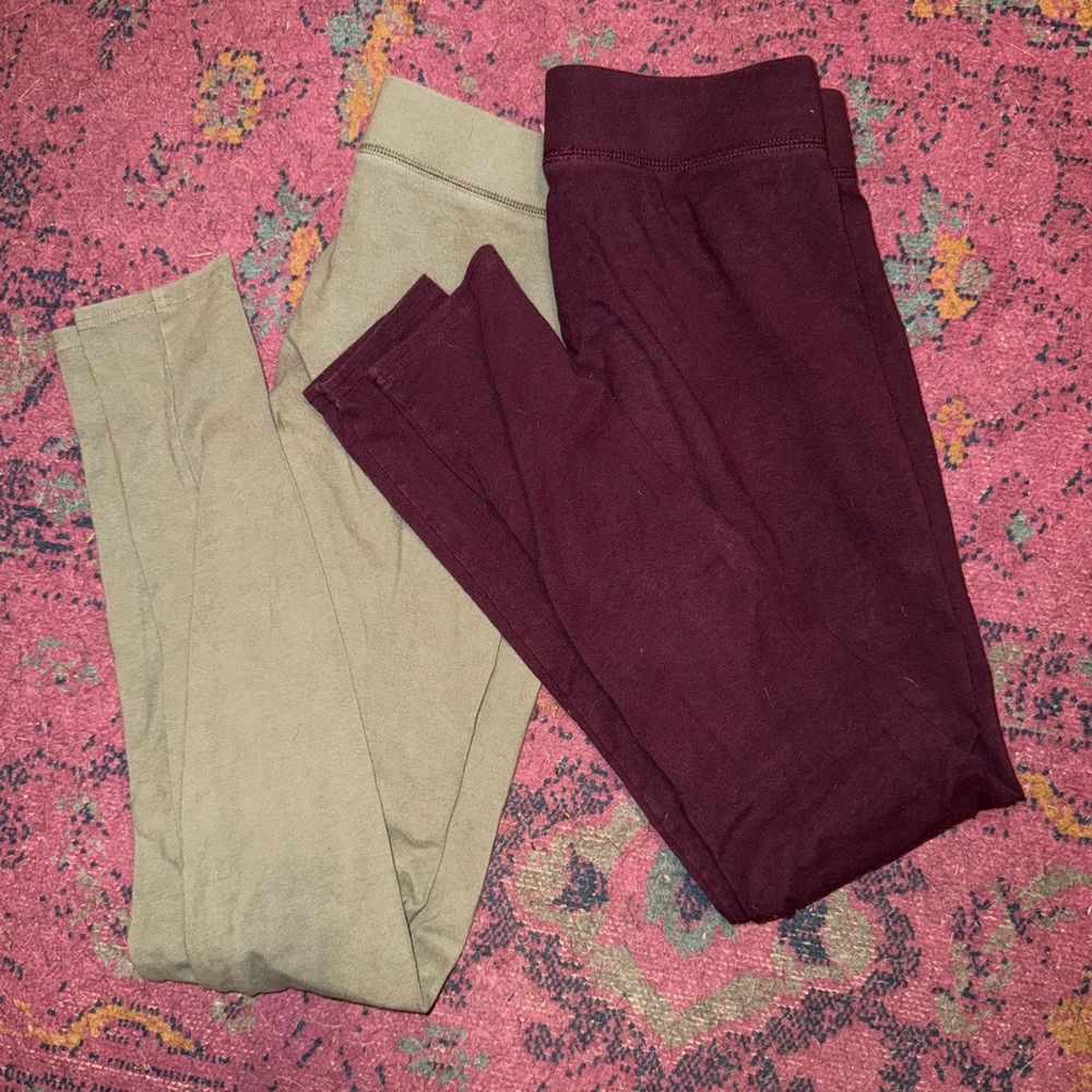 Burgundy and Olive Leggings Set